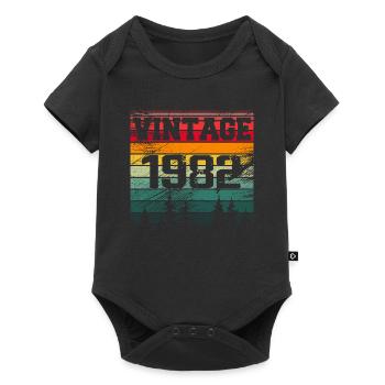 1982 Vintage Geburtstagsgeschenk 1982 Retro - Baby Premium Kurzarmbody - Schwarz - Vorne