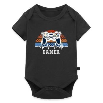 Heartbeat Gamer Spielkonsole - Baby Premium Kurzarmbody - Schwarz - Vorne