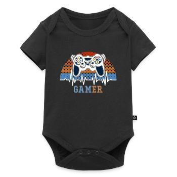 Heartbeat Gamer Spielkonsole - Baby Premium Kurzarmbody - Schwarz - Vorne