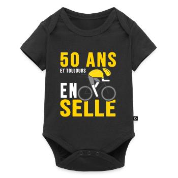 50 ans en selle humour anniversaire vélo cycliste - Body à manches courtes Premium Bébé - noir - Devant