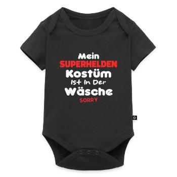Mein Superheld Kostüm Ist In Der Wäsche - Baby Premium Kurzarmbody - Schwarz - Vorne