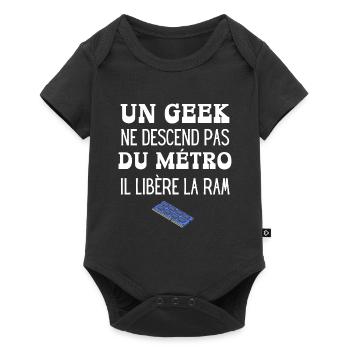 un geek ne descend pas du métro - Body à manches courtes Premium Bébé - noir - Devant