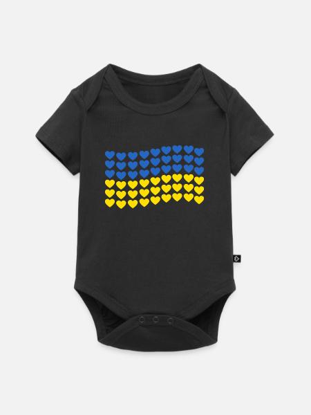 Ukraine Flagge Herzen Ukrainische Fahne Kiew - Premium kortærmet baby-body  - sort