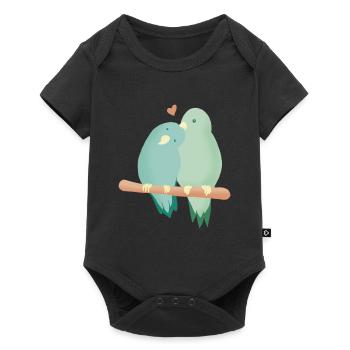 Love, birds hugging each other - Baby Premium short-sleeve bodysuit - black - Front