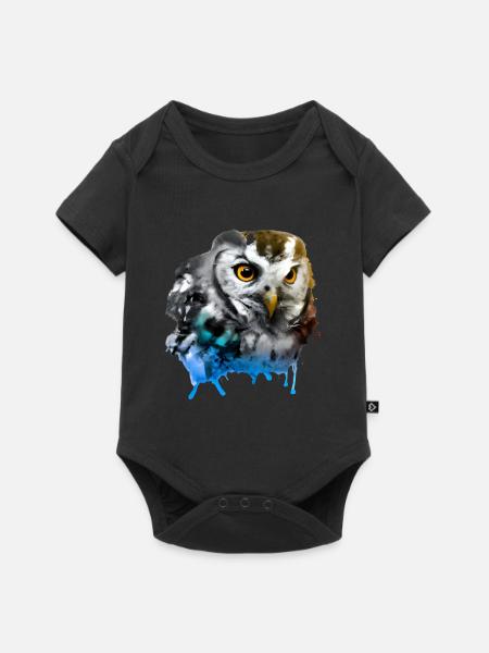 Bunte Eule - Baby Premium Kurzarmbody - Schwarz