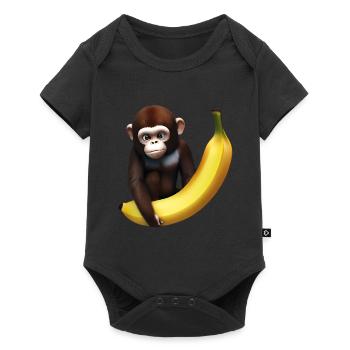 Singe mignon avec banane géante - Body à manches courtes Premium Bébé - noir - Devant