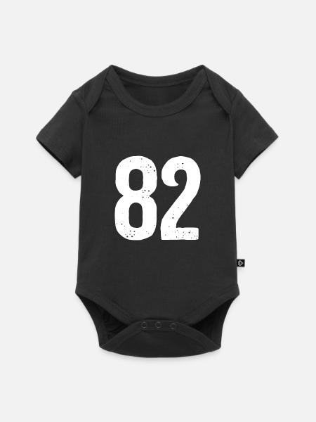 82 Zahlen Weiß - Baby Premium Kurzarmbody - Schwarz