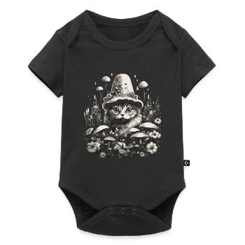 Champignons cottagecore pour chat - Body à manches courtes Premium Bébé - noir - Devant