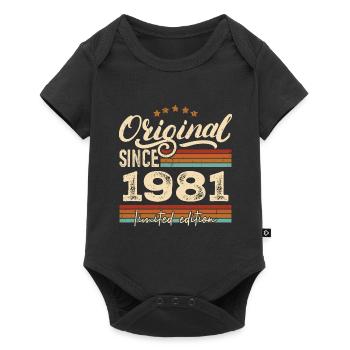 Original 1981 Jahrgang - 1981 Geburtstagsgeschenk - Baby Premium Kurzarmbody - Schwarz - Vorne
