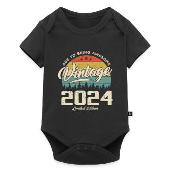 Vintage Cadeau Anniversaire Style Rétro 2024 - Body à manches courtes Premium Bébé - noir - Devant