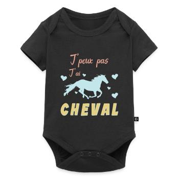 Je Peux Pas J ai Cheval - Amoureux des Chevaux - Body à manches courtes Premium Bébé - noir - Devant