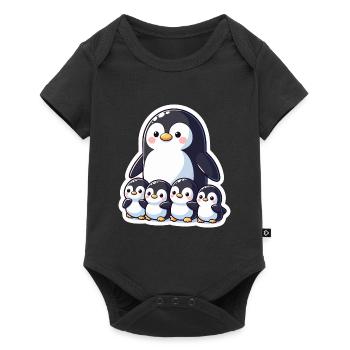 Petits pingouins pingouin famille mignon cadeau - Body à manches courtes Premium Bébé - noir - Devant