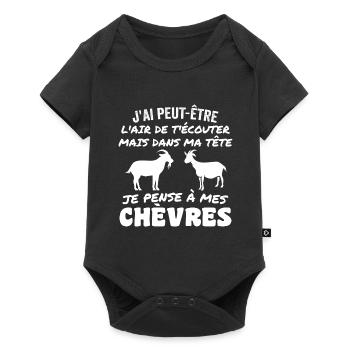 Dans Ma Tête Je Pense à Mes Chèvres - Body à manches courtes Premium Bébé - noir - Devant