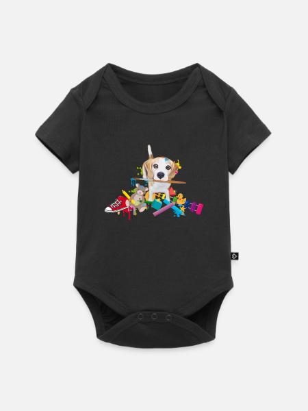 beagle with a brush - Baby Premium short-sleeve bodysuit - black