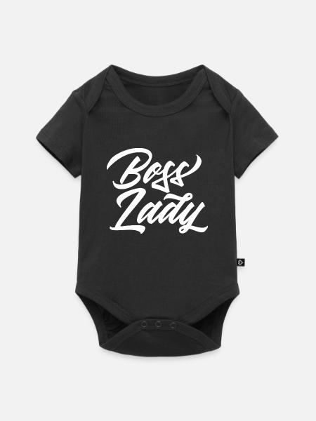 BOSS LADY Chefin Superheldin - Baby Premium Kurzarmbody - Schwarz