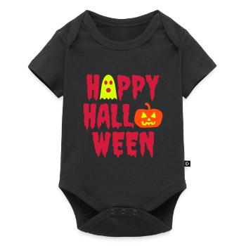 Happy halloween (Geist, Halloweenkürbis) - Baby Premium Kurzarmbody - Schwarz - Vorne