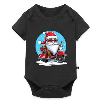 Funny Santa Claus gnome on a motorbike - Baby Premium short-sleeve bodysuit - black - Front