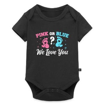 Pink oder Blau Wir lieben dich - Gender Reveal - Baby Premium Kurzarmbody - Schwarz - Vorne