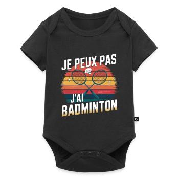 Passion Badminton - Look Années 80 - Body à manches courtes Premium Bébé - noir - Devant