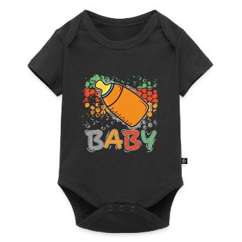 Baby Flasche Milch Hunger Füttern Sprüche - Baby Premium Kurzarmbody - Schwarz - Vorne