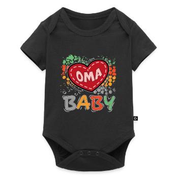 Baby Herz Oma Grandma Familie Liebe Love - Baby Premium Kurzarmbody - Schwarz - Vorne