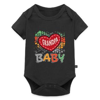 Baby Herz Opa Grandpa Familie Liebe Love - Baby Premium Kurzarmbody - Schwarz - Vorne