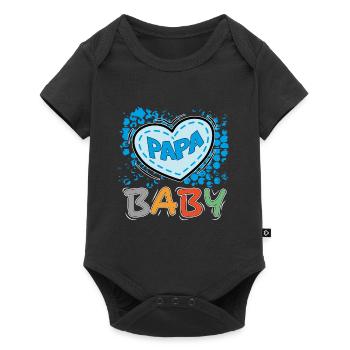 Baby Herz Papa Dad Familie Liebe Love - Baby Premium Kurzarmbody - Schwarz - Vorne