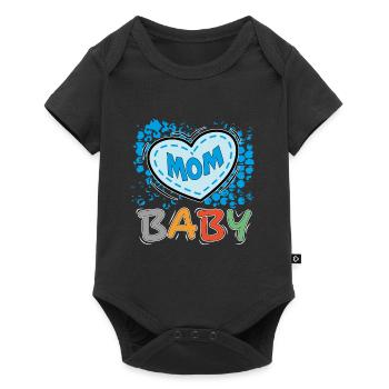 Baby Herz Mama Mom Familie Liebe Love - Baby Premium Kurzarmbody - Schwarz - Vorne