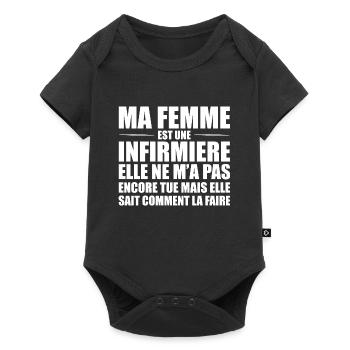 Ma Femme Est Infirmière Humour Marié Infirmiere - Body à manches courtes Premium Bébé - noir - Devant