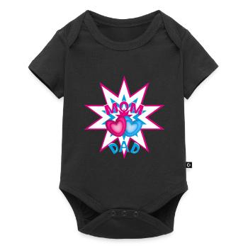 MOM und DAD ein cooles Motiv mit Stern. - Baby Premium Kurzarmbody - Schwarz - Vorne