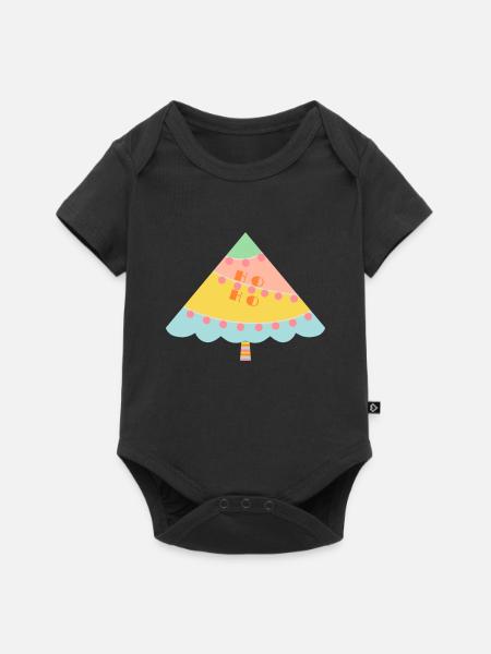 Fröhlicher Weihnachtsbaum - Baby Premium Kurzarmbody - Schwarz