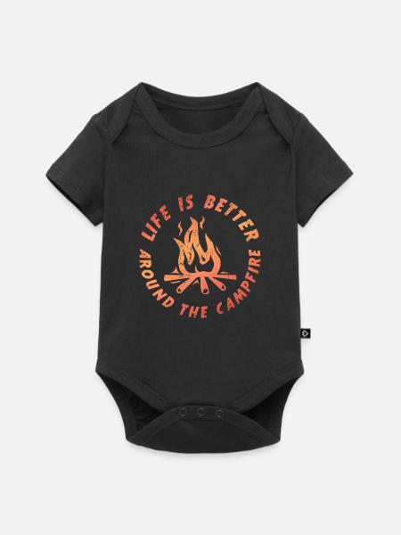 Camping outdoor campfire nature - Baby Premium short-sleeve bodysuit - black