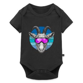 Drôle de chèvre avec des lunettes de ski - Body à manches courtes Premium Bébé - noir - Devant