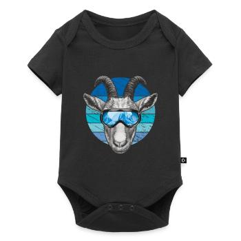 Drôle de chèvre avec des lunettes de ski - Body à manches courtes Premium Bébé - noir - Devant