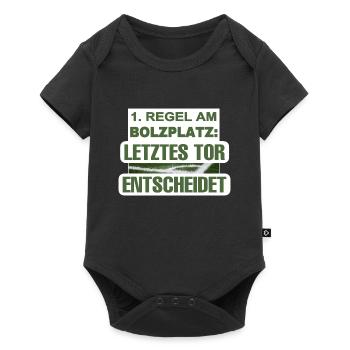 1. Regel am Bolzplatz: Letztes Tor entscheidet! - Baby Premium Kurzarmbody - Schwarz - Vorne