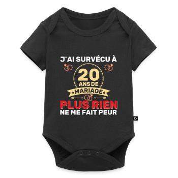 20 Ans De Mariage Noces De Coton Cadeau Mari 20eme - Body à manches courtes Premium Bébé - noir - Devant
