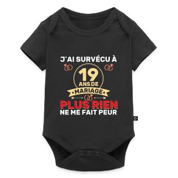 19 Ans De Mariage Noces De Coton Cadeau Mari 19eme - Body à manches courtes Premium Bébé - noir - Devant
