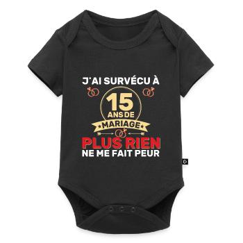 15 Ans De Mariage Noces De Coton Cadeau Mari 15eme - Body à manches courtes Premium Bébé - noir - Devant