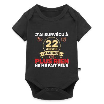 22 Ans De Mariage Noces De Coton Cadeau Mari 22eme - Body à manches courtes Premium Bébé - noir - Devant
