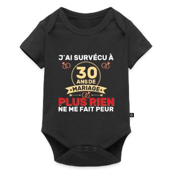 30 Ans De Mariage Noces De Coton Cadeau Mari 30eme - Body à manches courtes Premium Bébé - noir - Devant