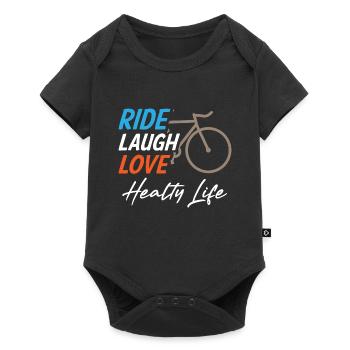 Ride Laugh Love Healty Life - Baby Premium Kurzarmbody - Schwarz - Vorne
