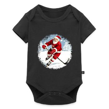 hockey player Santa Claus - Baby Premium short-sleeve bodysuit - black - Front
