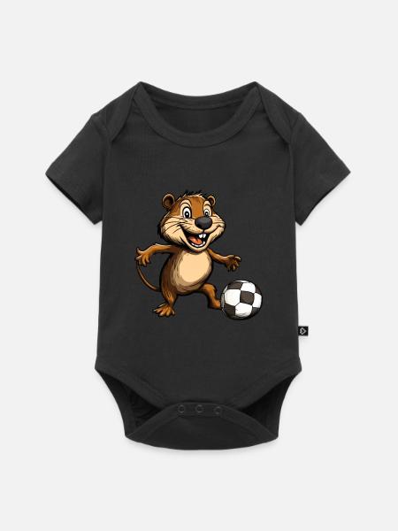 Biber Fussball - Baby Premium Kurzarmbody - Schwarz