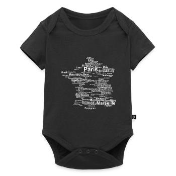 France outline with cities - Baby Premium short-sleeve bodysuit - black - Front