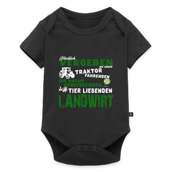 GLÜCKLICH VERGEBEN AN EINEN LANDWIRT - Baby Premium Kurzarmbody - Schwarz - Vorne