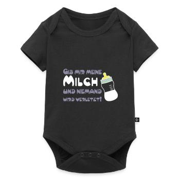 Milch Babyspruch Mamas Liebling Geschenk - Baby Premium Kurzarmbody - Schwarz - Vorne