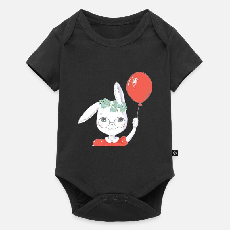 Cute easter bunny balloon gift - Baby Premium short-sleeve bodysuit - black