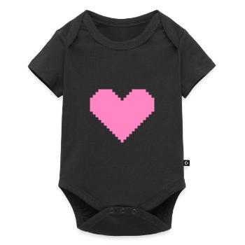 Pixel coeur rose - Body à manches courtes Premium Bébé - noir - Devant