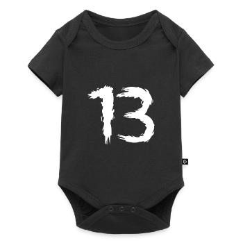 Zahl 13 Lieblingszahl Design Bürste - Baby Premium Kurzarmbody - Schwarz - Vorne