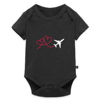 Avion avion avec coeur - Body à manches courtes Premium Bébé - noir - Devant